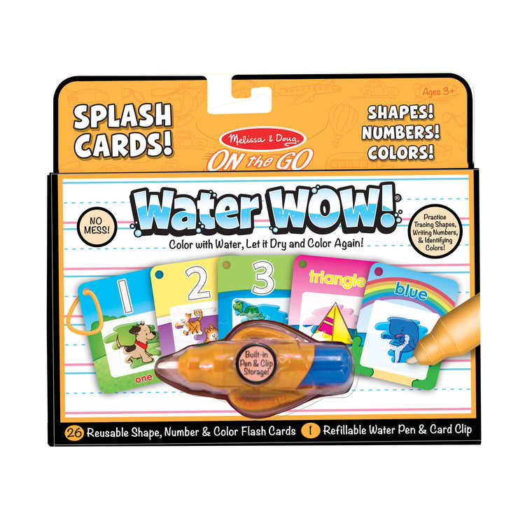 The front of the box for The Doug On the Go Water Wow! Reusable Water-Reveal Cards - Shapes, Numbers, Colors