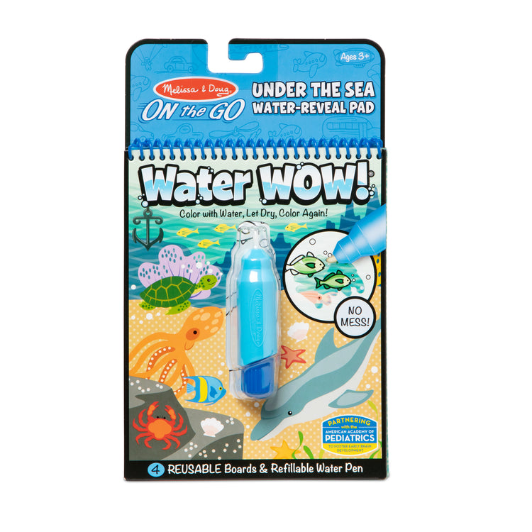 The front of the box for The Melissa & Doug On the Go Water Wow! Reusable Water-Reveal Activity Pad - Under the Sea