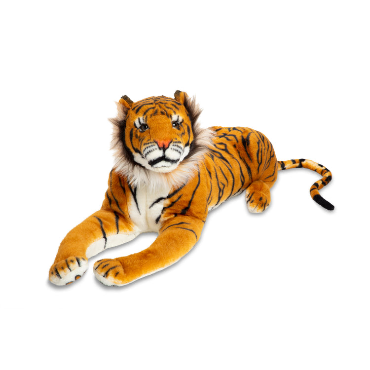 The loose pieces of The Melissa & Doug Giant Tiger - Lifelike Stuffed Animal, Over 5 Feet Long (Includes Tail)