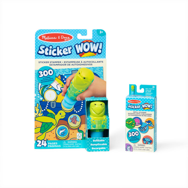  The Melissa & Doug Sticker WOW!™ Sea Turtle Bundle: 24-Page Activity Pad, Sticker Stamper, 600 Stickers, Arts and Crafts Fidget Toy Collectible Character
