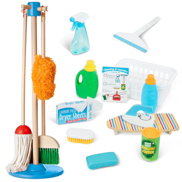 The front of the box for The Deluxe Cleaning & Laundry Play Set