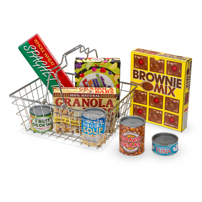 Melissa & Dough Grocery Basket with Playfood