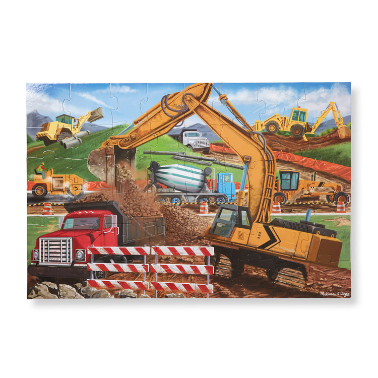 An assembled or decorated The Melissa & Doug Building Site Jumbo Jigsaw Floor Puzzle - 48 pcs