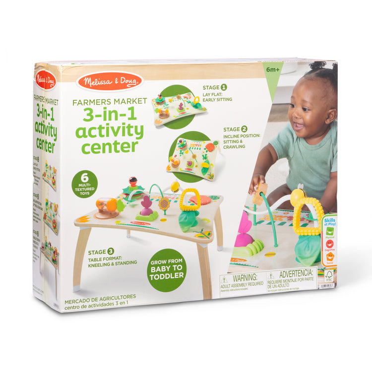 The front of the box for The Farmers Market 3 in 1 Activity Center