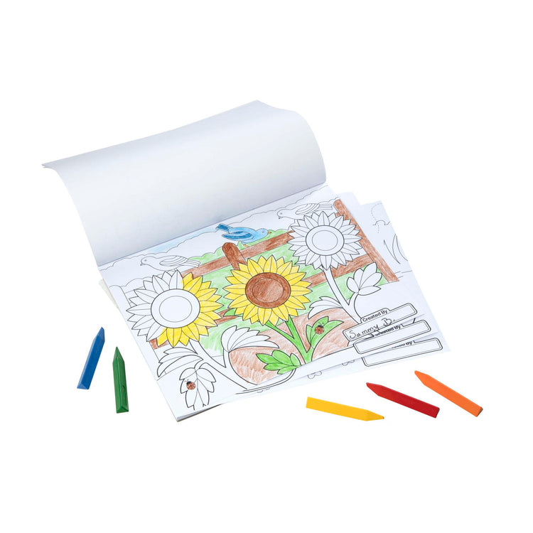 An assembled or decorated The Melissa & Doug Jumbo 50-Page Kids' Coloring Pad - Horses, Hearts, Flowers, and More