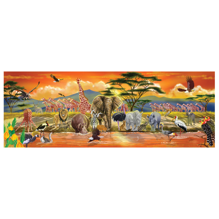 An assembled or decorated The Melissa & Doug African Plains Safari Jumbo Jigsaw Floor Puzzle (100 pcs, over 4 feet long)