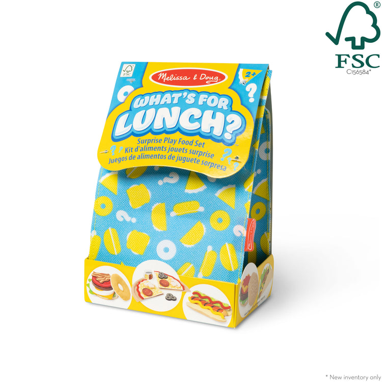 The front of the box for The Melissa & Doug What’s for Lunch?™ Surprise Meal Play Food Set