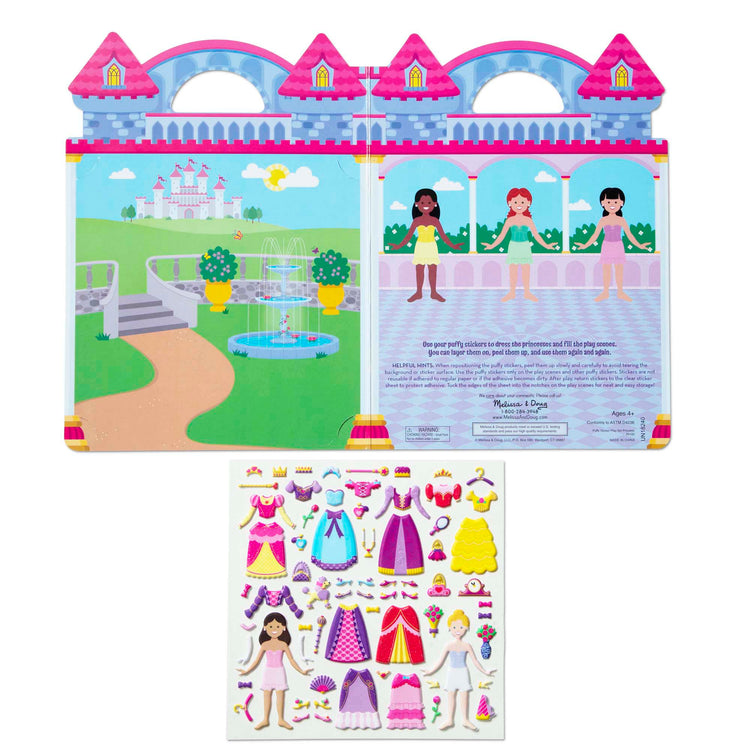 The loose pieces of The Melissa & Doug Puffy Sticker Set: Princess - 67 Reusable Stickers