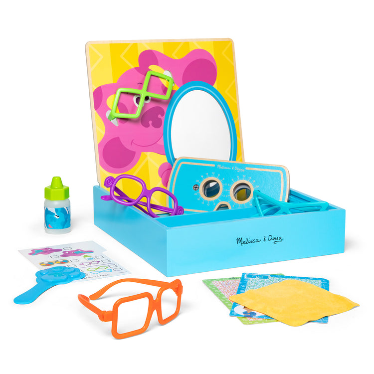 The loose pieces of The Melissa & Doug Blues Clues & You! Time for Glasses Play Set
