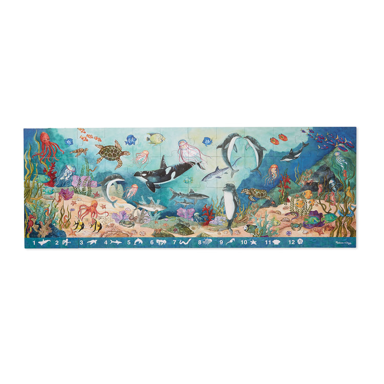 An assembled or decorated The Melissa & Doug Search and Find Beneath the Waves Floor Puzzle (48 pcs, over 4 feet long)