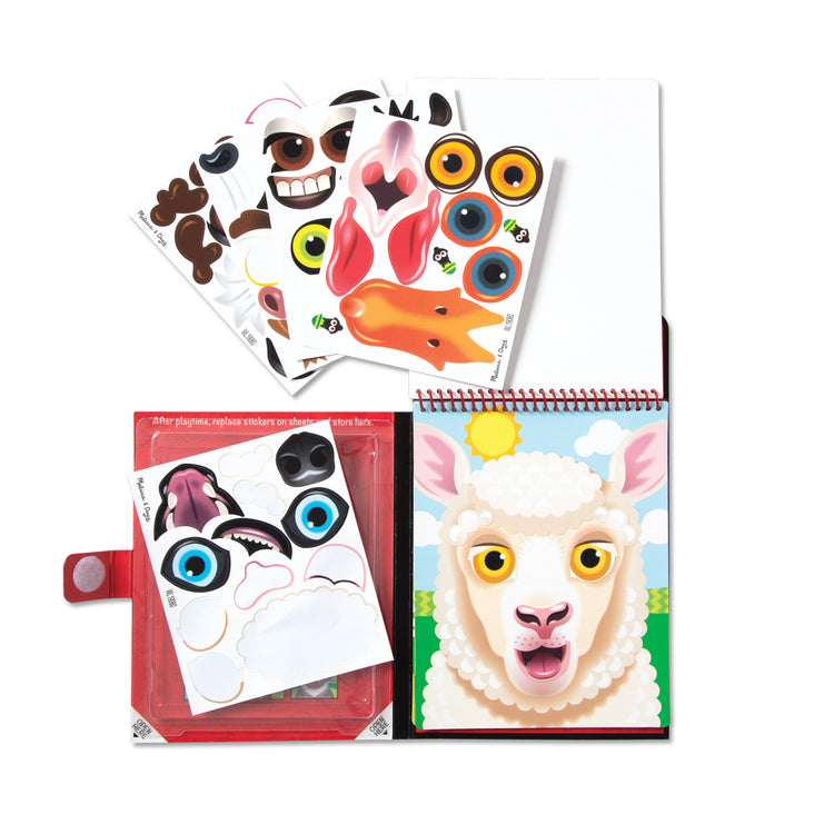 Melissa & Doug Make-a-Face Reusable Sticker Pad Animals 3 Pack (Safari, Farm, Pets)
