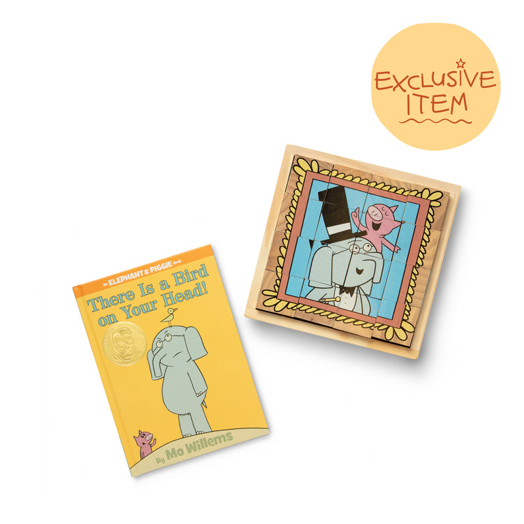 Elephant & Piggie Book & Wooden Cube Puzzle Bundle
