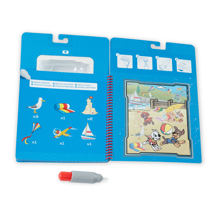 The loose pieces of The Melissa & Doug PAW Patrol Water Wow! - Chase Water Reveal Travel Activity Pad