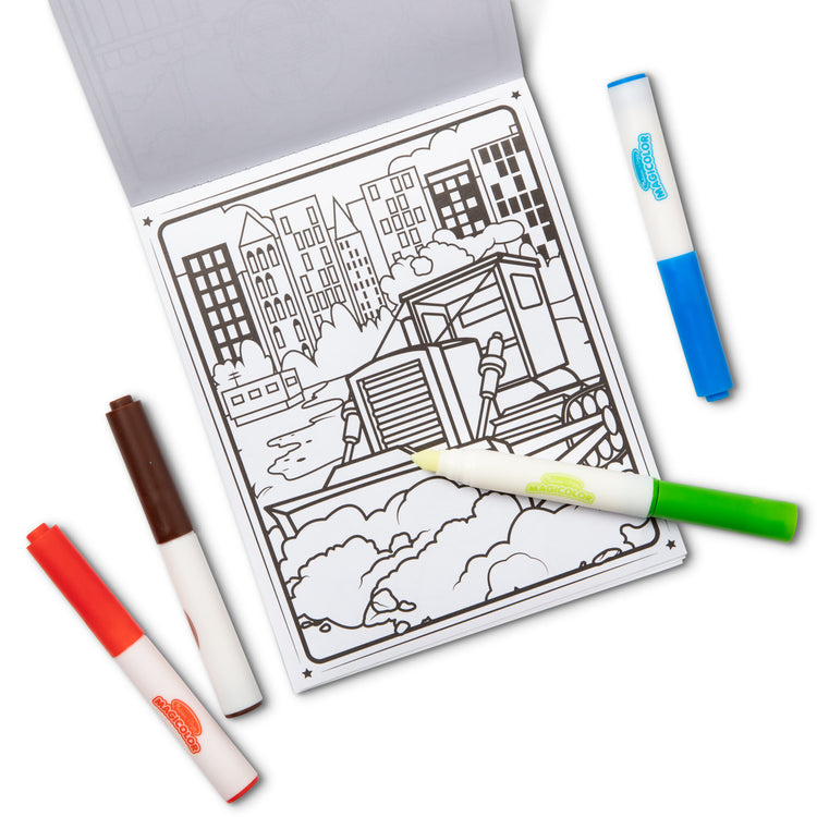 The loose pieces of The Melissa & Doug On the Go Magicolor Coloring Pad: Adventure - 18 Coloring Pages and 4 Markers