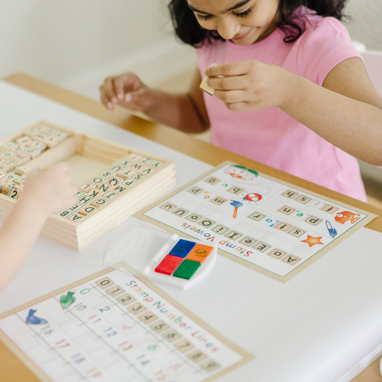 Deluxe Wooden Stamp Set - ABCs 123s