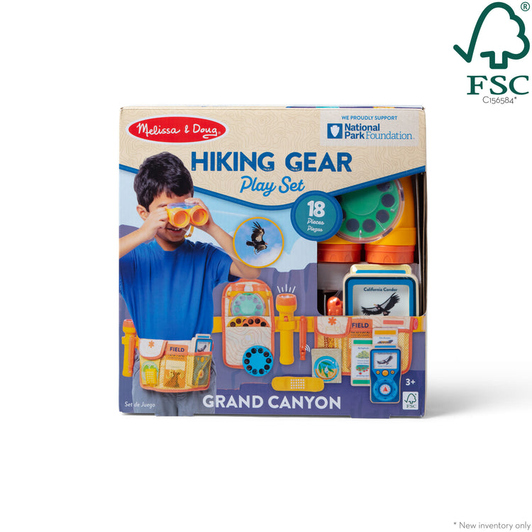 The front of the box for The Melissa & Doug Grand Canyon National Park Hiking Gear Play Set with Photo Disk Viewer