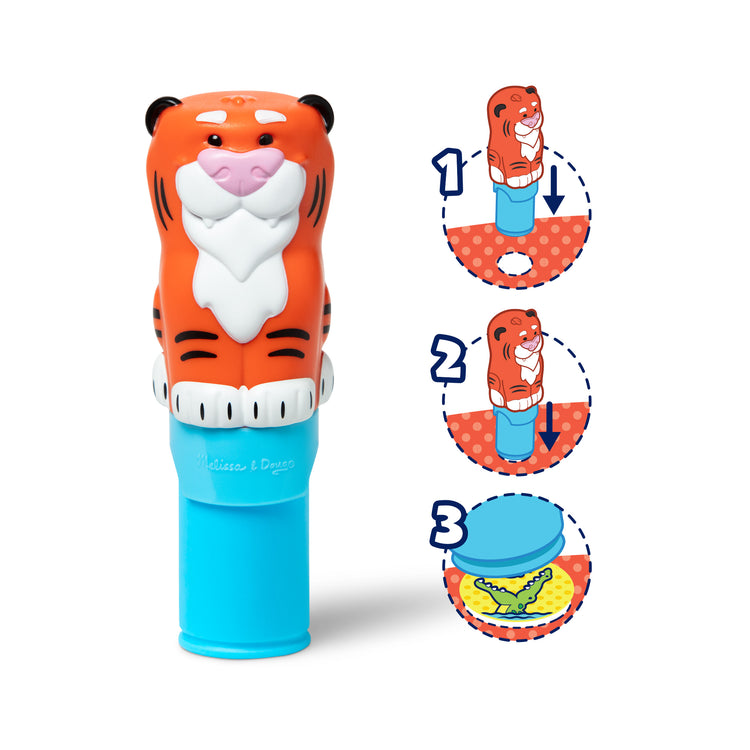  The Melissa & Doug Sticker WOW!™ 24-Page Activity Pad and Sticker Stamper, 300 Stickers, Arts and Crafts Fidget Toy Collectible Character – Tiger