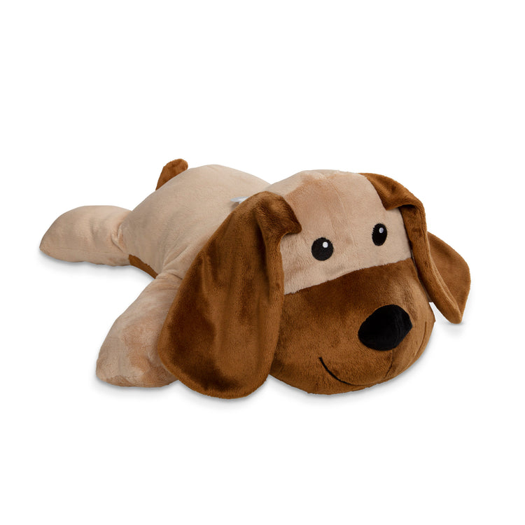 An assembled or decorated image of The Melissa & Doug Cuddle Dog Jumbo Plush Stuffed Animal with Activity Card