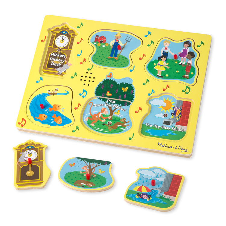 The loose pieces of The Melissa & Doug Nursery Rhymes 1 Sound Puzzle - 6 PIeces