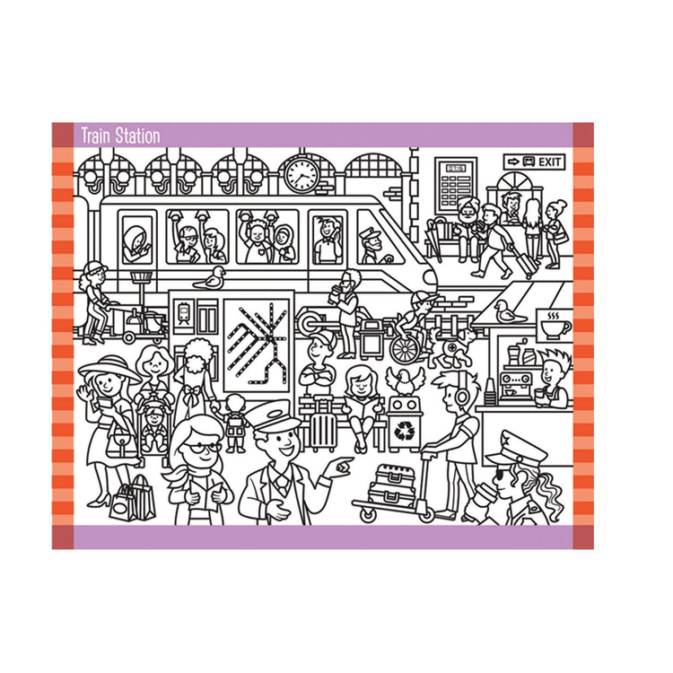 An assembled or decorated The Melissa & Doug Seek and Find Sticker Pad – Around Town (400+ Stickers, 14 Scenes to Color)
