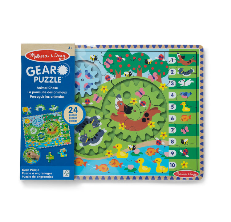 animal gears Animal Chase I-Spy Wooden Gear Puzzle
