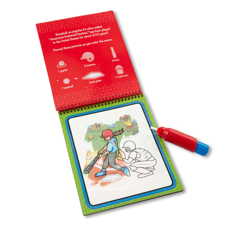 An assembled or decorated The Melissa & Doug On the Go Water Wow! Reusable Water-Reveal Coloring Activity Pad – Sports