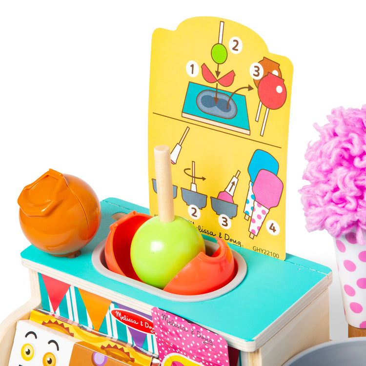  The Melissa & Doug Fun at the Fair! Wooden Carnival Candy Tabletop Cart and Play Food Set