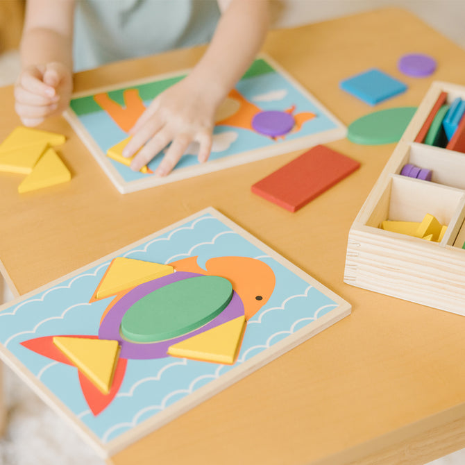 Beginner Pattern Blocks | 5 Two-Sided Boards | Melissa & Doug