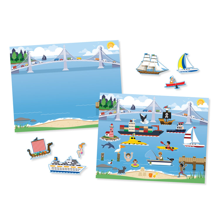 An assembled or decorated The Melissa & Doug Reusable Sticker Pad: Vehicles - 165+ Reusable Stickers