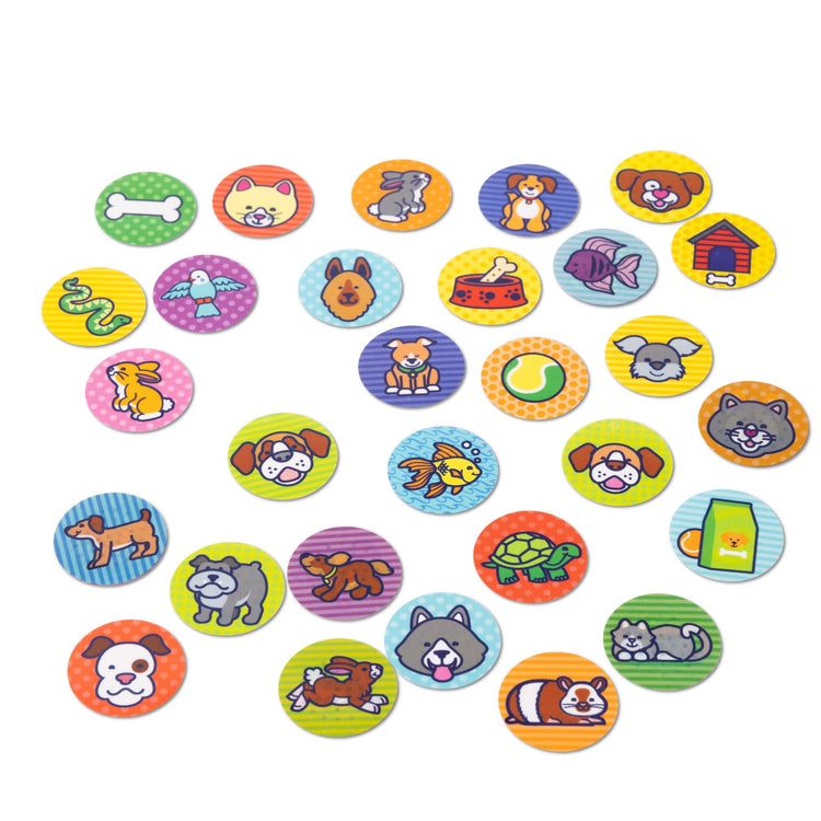 The loose pieces of The Melissa & Doug Sticker WOW!™ 300+ Refill Stickers for Sticker Stamper Arts and Crafts Fidget Toy Collectibles – Dog Pets Theme, Assorted (Stickers Only)