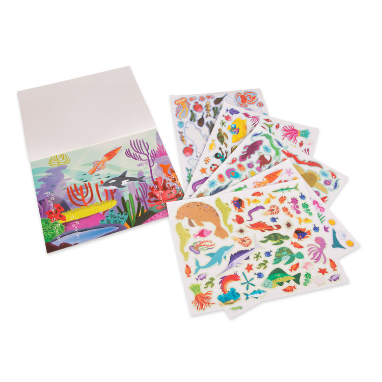 The loose pieces of The Melissa & Doug Reusable Sticker Activity Pad - Under The Sea