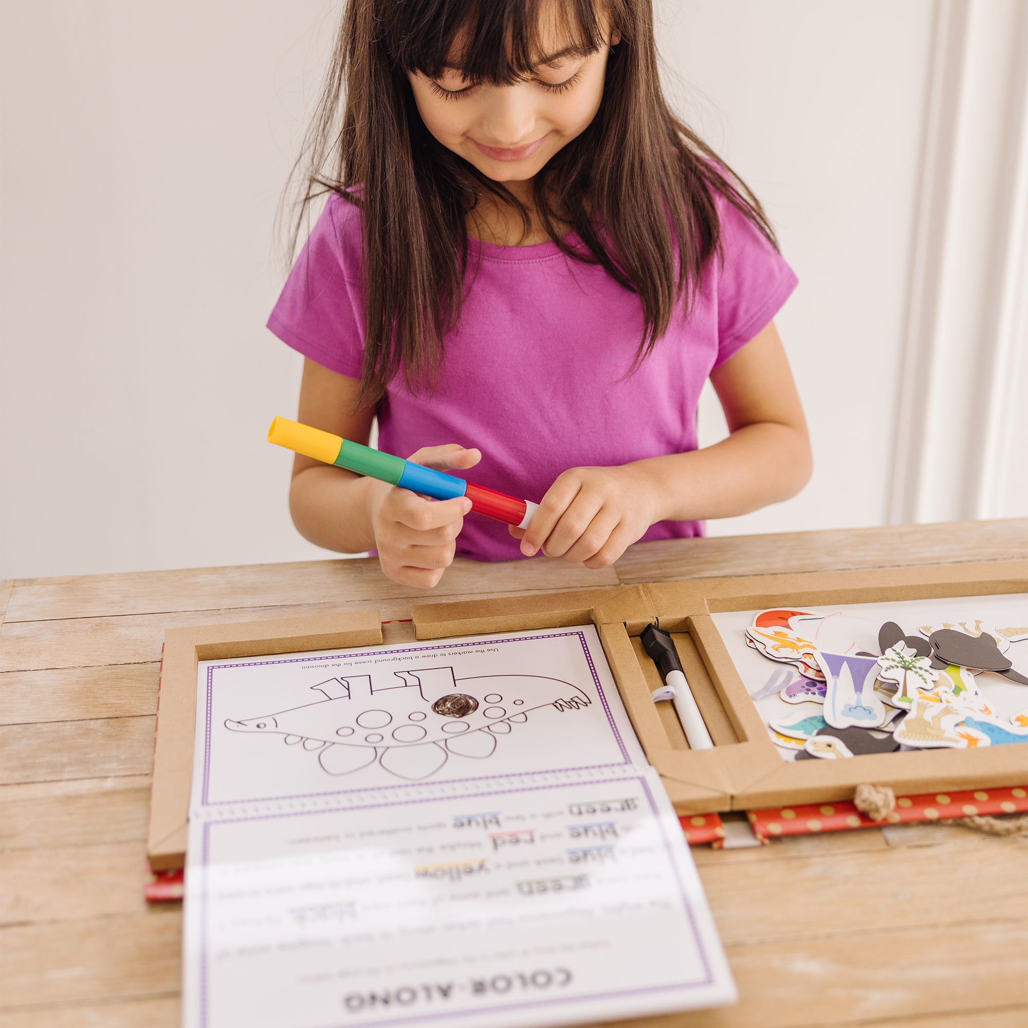 Dinosaur-Themed Drawing & Magnet Activity Kit | Play, Draw, Create