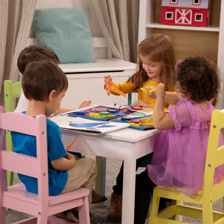 Melissa & Doug Wooden Table & Chairs set with Activity Book Bundle