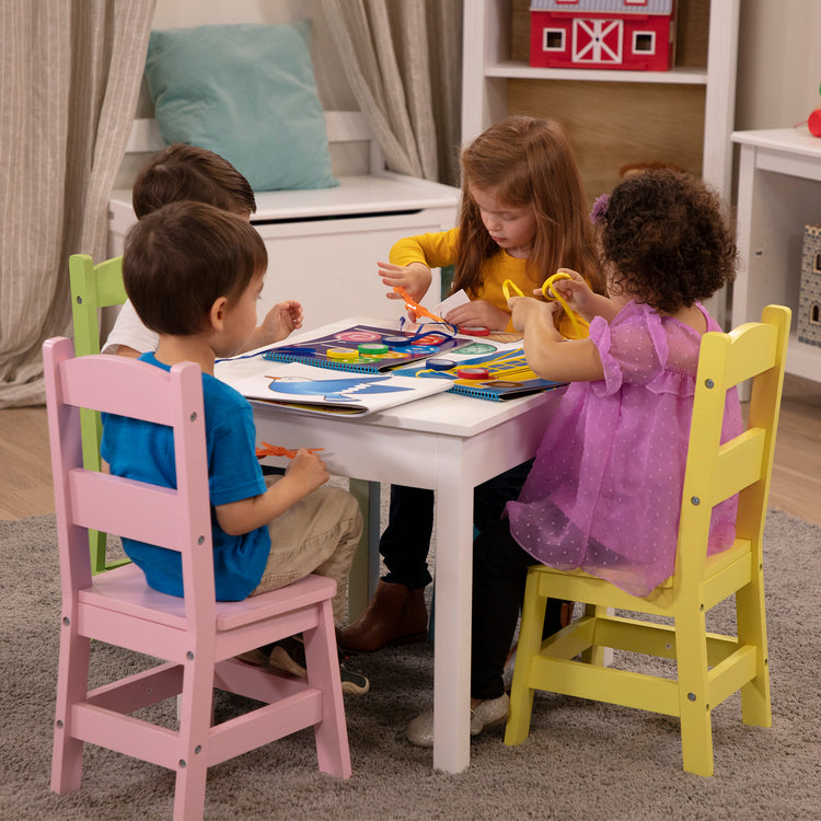 Melissa & Doug Wooden Table & Chairs set with Activity Book Bundle 