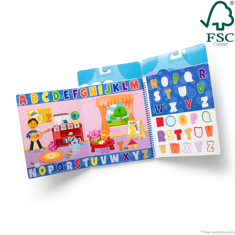 The loose pieces of The Melissa & Doug Blue’s Clues & You! Restickable Stickers - Numbers & Letters