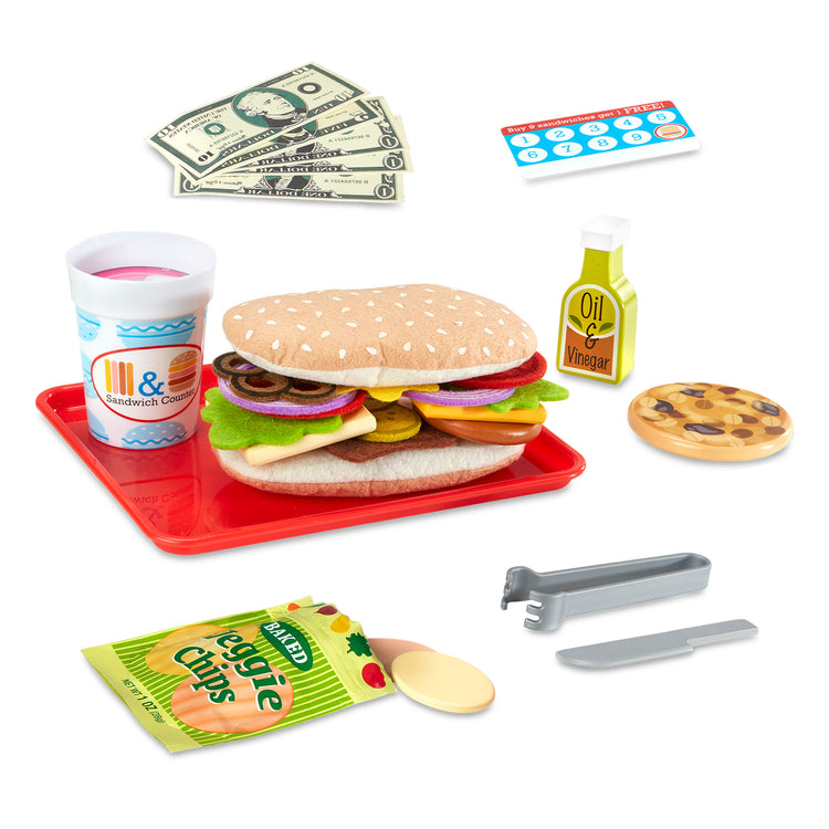  The Melissa & Doug Wooden Slice & Stack Sandwich Counter with Deli Slicer – 56-Piece Pretend Play Food Pieces