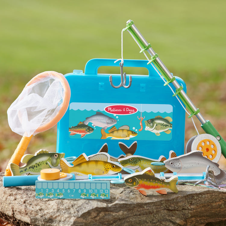 A playroom scene with The Melissa & Doug Let’s Explore Fishing Play Set – 21 Pieces
