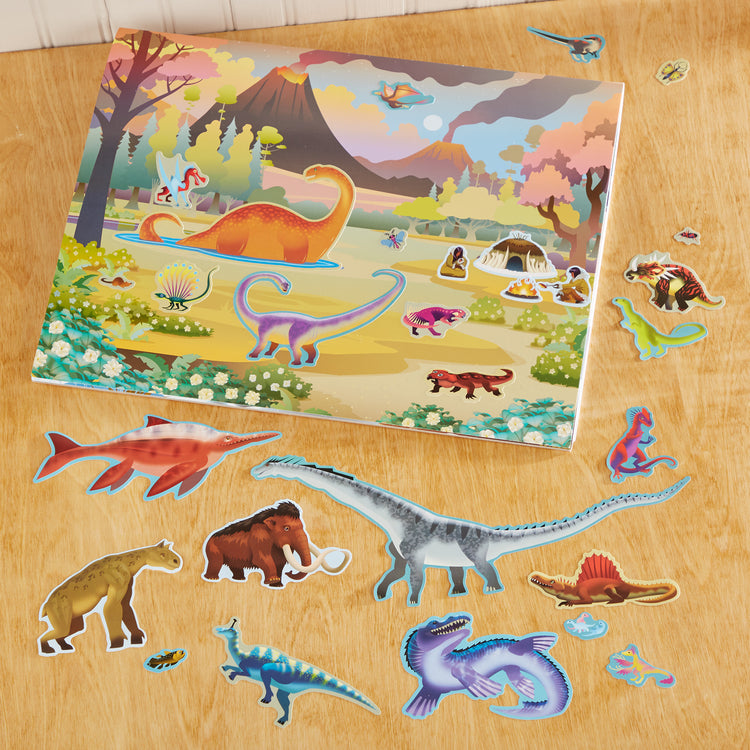 A playroom scene with The Melissa & Doug Reusable Sticker Pad - Prehistoric