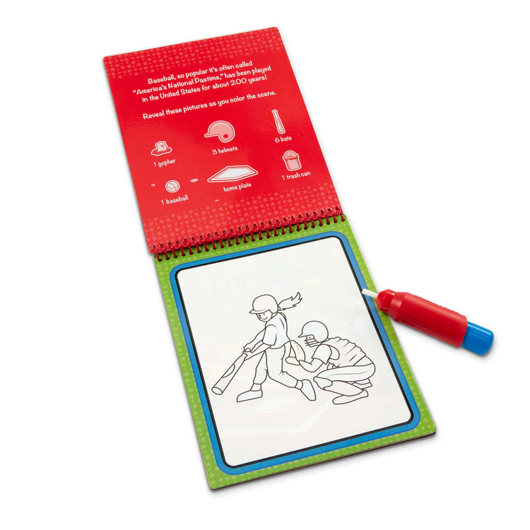 The loose pieces of The Melissa & Doug On the Go Water Wow! Reusable Water-Reveal Coloring Activity Pad – Sports