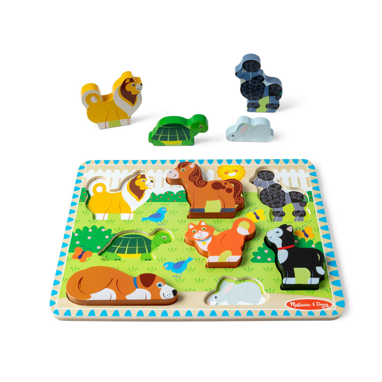The loose pieces of The Melissa & Doug Pets Wooden Chunky Puzzle (8 pcs)