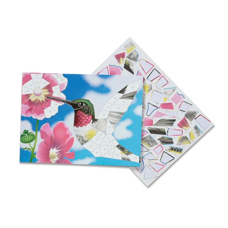 An assembled or decorated The Melissa & Doug Mosaic Sticker Pad Nature (12 Color Scenes to Complete with 850+ Stickers)