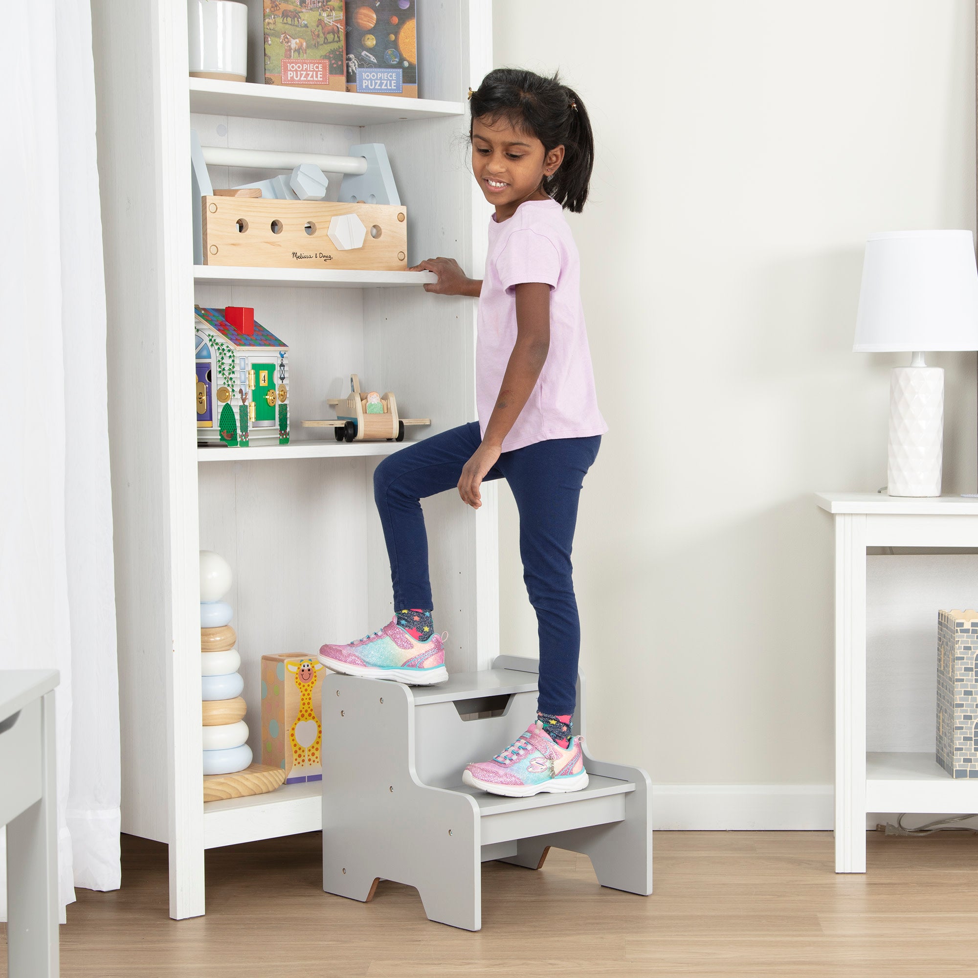 Wooden Step Stool - Gray- Melissa and Doug