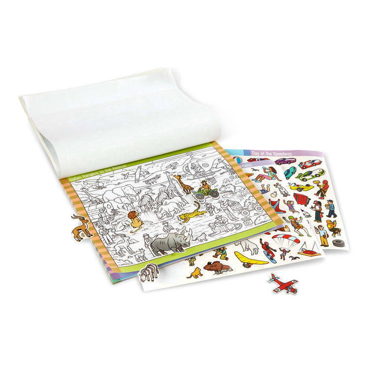An assembled or decorated The Melissa & Doug Seek and Find Sticker Pad – Adventure (400+ Stickers, 14 Scenes to Color)