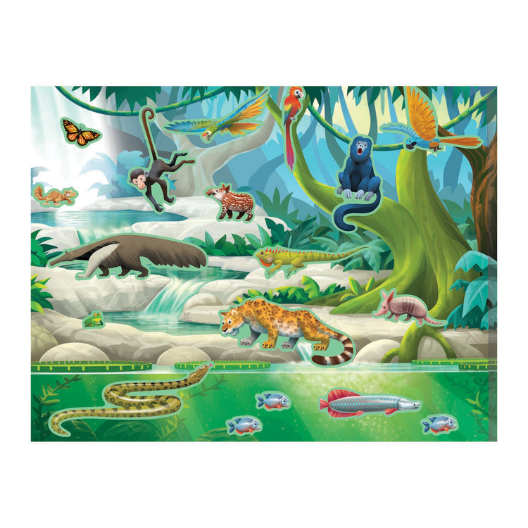 An assembled or decorated The Melissa & Doug Reusable Sticker Pad: Jungle and Savanna - 175+ Stickers, 5 Scenes