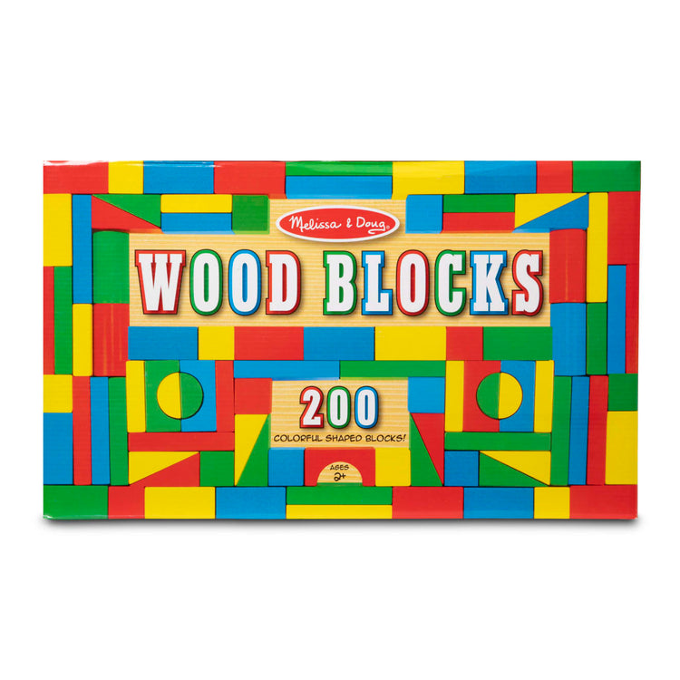 the Melissa & Doug Wooden Building Block Set - 200 Blocks in 4 Colors and 9 Shapes