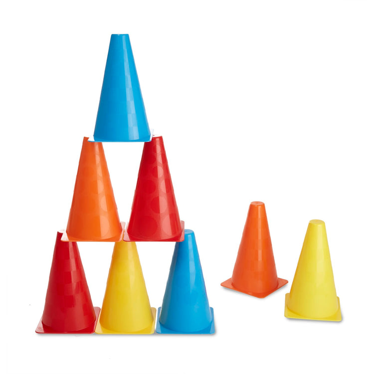 The loose pieces of the Melissa & Doug 8 Activity Cones - Set of 8