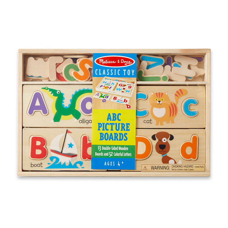 Melissa & Doug ABC Picture Boards - Educational Toy With 13 Double-Sided Wooden Boards and 52 Letters