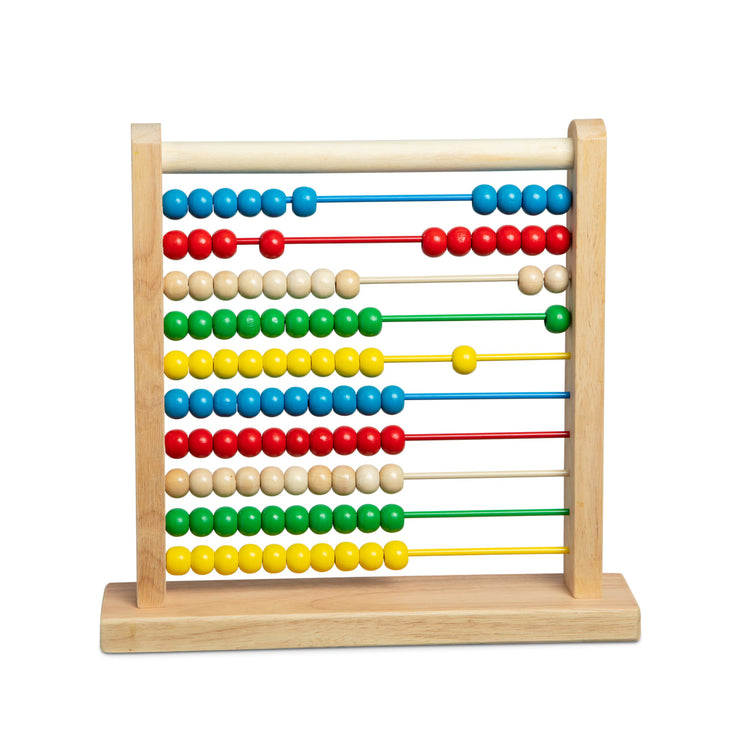 The loose pieces of the Melissa & Doug Abacus - Classic Wooden Educational Counting Toy With 100 Beads