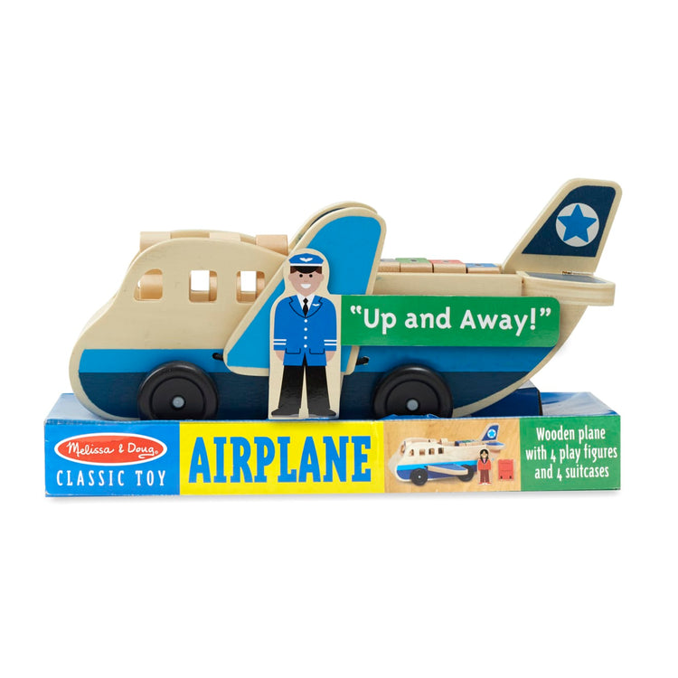 the Melissa & Doug Wooden Airplane Play Set With 4 Play Figures and 4 Suitcases