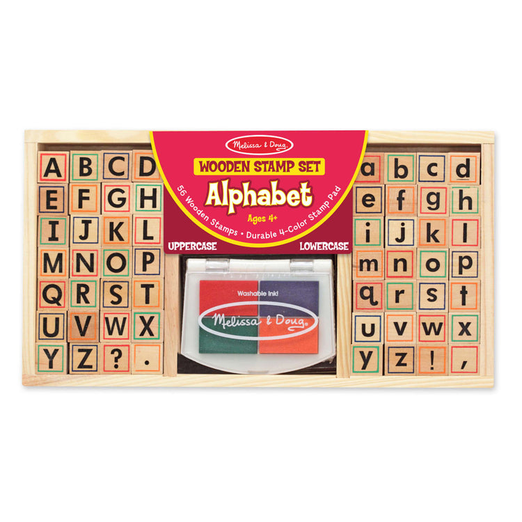 Melissa & Doug Wooden Alphabet Stamp Set - 56 Stamps With Lower-Case and Capital Letters